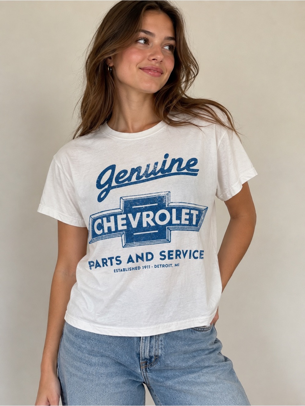 Genuine Chevrolet Large White Distressed Graphic Tee Chevy Parts & Service